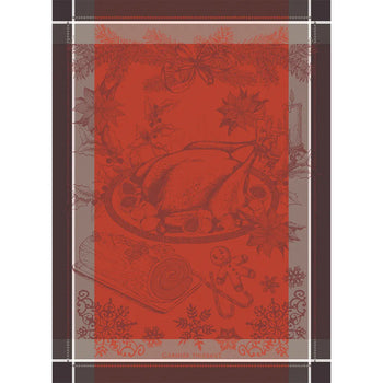 Garnier Thiebaut Turkey Dinde De Noel Vermillon Jacquard Kitchen Towel
